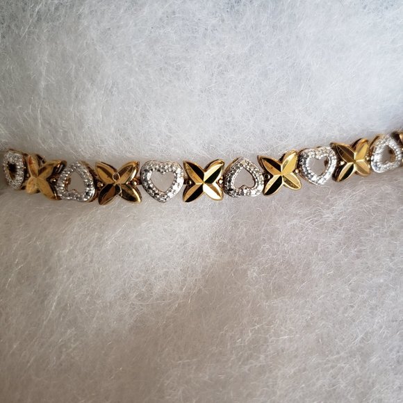 NWT Two tones X and hearts bracelet sterling silver 925 bracelet - Picture 3 of 6